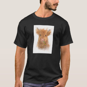 Schöne Highland-Kuh-Kalb-Farm-Landschaft T-Shirt
