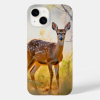 Schöne Hirsche im Waldlandschaftsdesign
