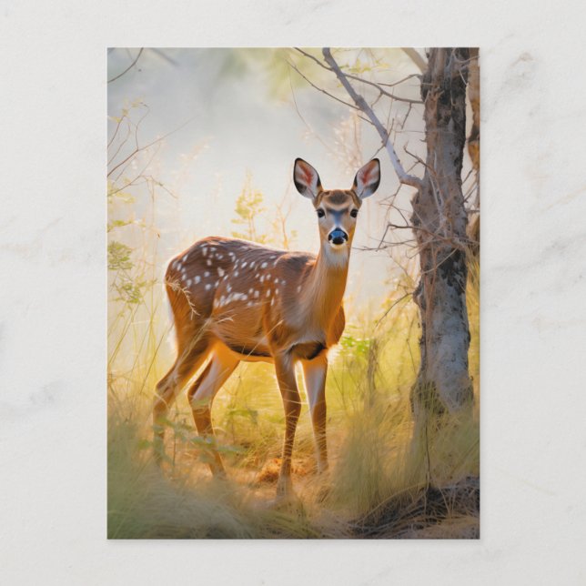 Schöne Hirsche im Waldlandschaftsdesign Postkarte (Vorderseite)