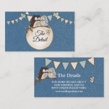 Schöne Hochzeit Blaue Braune Eule Glitter Detail