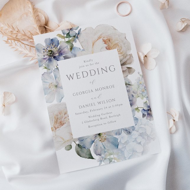 Schöne Hochzeit der blauen Blüte Einladung (Von Creator hochgeladen)