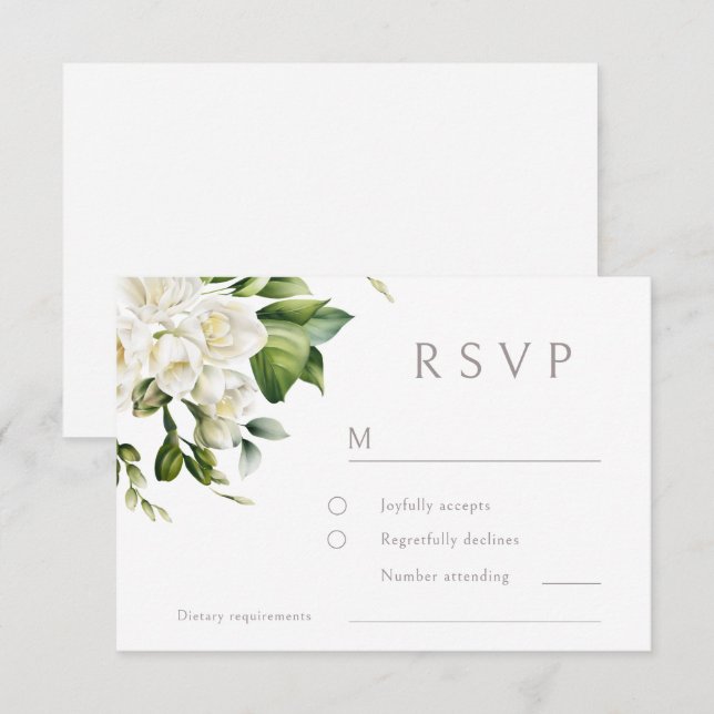 Schöne Hochzeit der Weißen Flora RSVP Karte (Vorne/Hinten)
