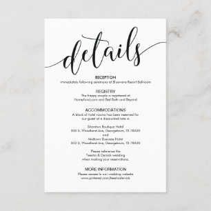 Schöne Hochzeit führt Einschließungs-Karte einzeln Begleitkarte