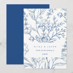 Schöne Hochzeit in Blau und Weiß Dankeskarte