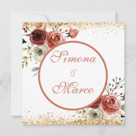 Schöne Hochzeit mit Aquarellfarbe Gold Square Einladung