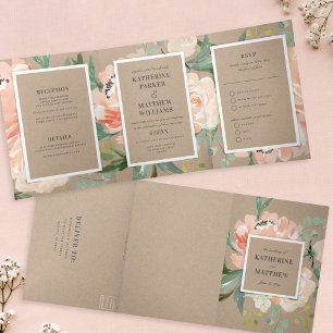 Schöne Hochzeit mit floraler Kraft Dreifach Gefaltete Einladung