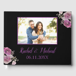 Schöne Hochzeit mit Lila und schwarzem Wasser Gästebuch