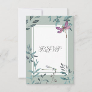 Schöne Hochzeit von Dragonfly und Gartengrüne RSVP Karte
