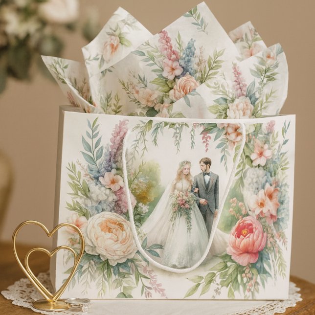 Schöne Hochzeitsflora mit Bride Groom Geschenktasc Große Geschenktüte (Von Creator hochgeladen)