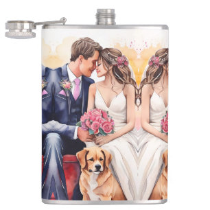 Schöne Hochzeitskuppel Wasserfarbe Flachmann