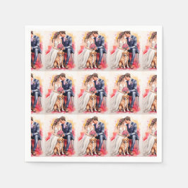 Schöne Hochzeitskuppel Wasserfarbe Serviette