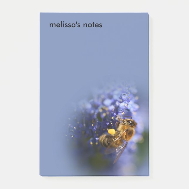 Schöne Honeybee auf der California Lilac Post-it Klebezettel (Vorderseite)