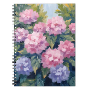 Schöne Hortensienblüten Florale Aquarellmalerei Notizblock
