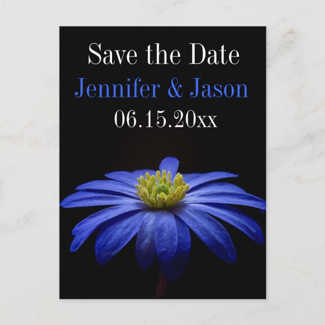 Schöne Hübsch Blue Blume Rett Datum Postkarten (Vorderseite)