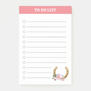 Schöne Hufeisen mit Blumen To-Do-Liste Post-it Klebezettel