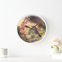 Schöne Hummingbird Blubble Haven Nature Große Wanduhr