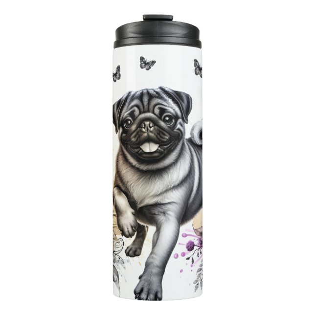 Schöne Hunde/Mops Hund Thermosbecher (Vorderseite)