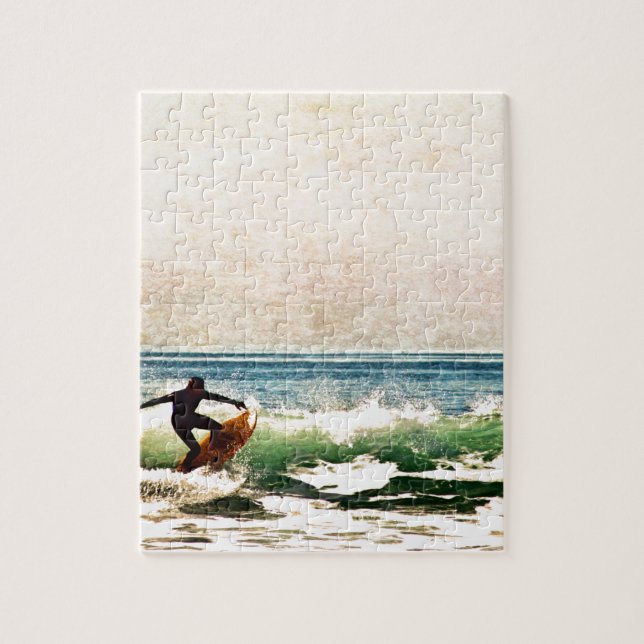 Schöne Huntington Beach Surfer Riding Waves Puzzle (Vertikal)