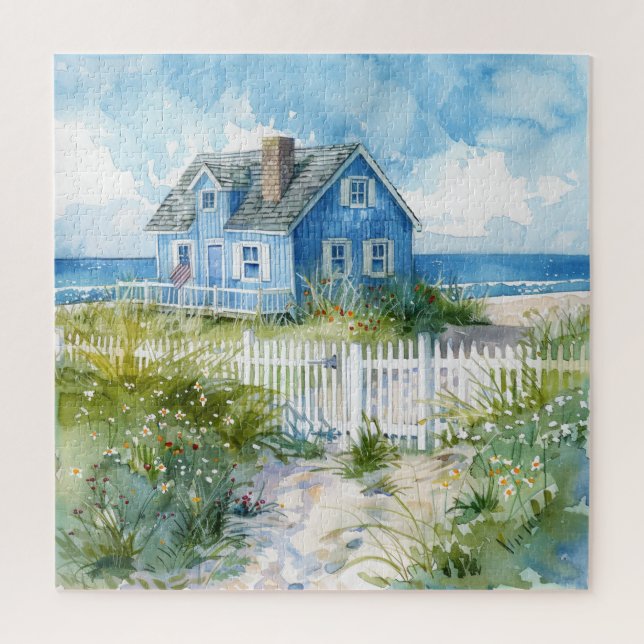 Schöne Hütte am Strand von Watercolor Puzzle (Vertikal)