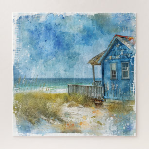 Schöne Hütte am Strand von Watercolor Puzzle
