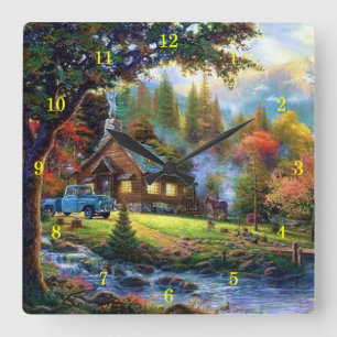 Schöne Hütte Quadratische Wanduhr