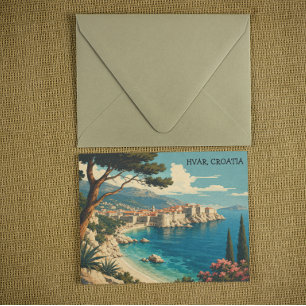 Schöne Hvar Kroatien Adria Küste Panorama Blick Postkarte
