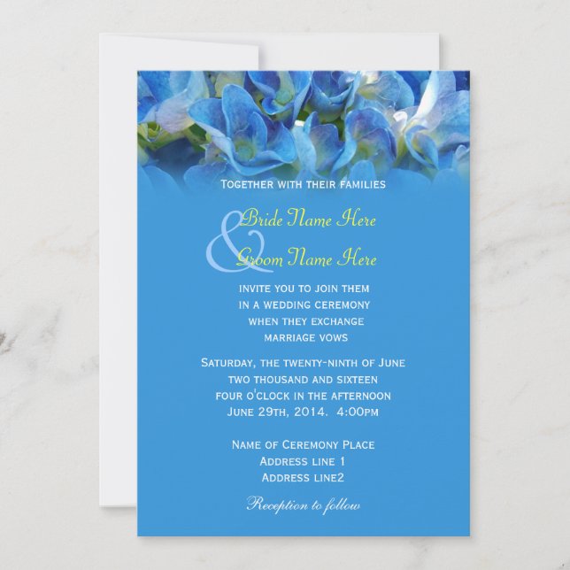 Schöne Hydrangea-Blume Hochzeit Einladung (Vorderseite)