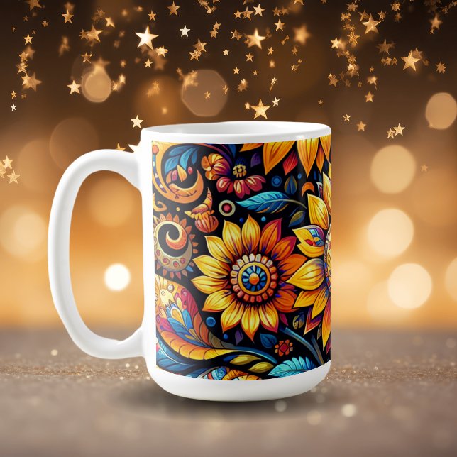 Schöne, hyperrealistische Sonnenblumen Kunst Kaffeetasse (Von Creator hochgeladen)