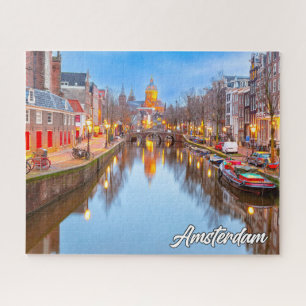 Schöne iconische Stadt Amsterdam, Niederlande Puzzle