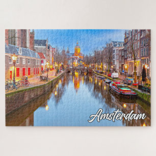 Schöne iconische Stadt Amsterdam, Niederlande Puzzle