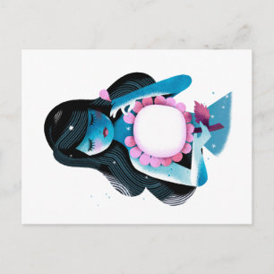 Schöne Illustration eines Mädchens und der Sommer Postkarte