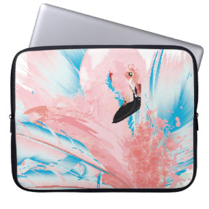 Schöne Illustration mit gezeichnetem rosa Flamingo Laptopschutzhülle
