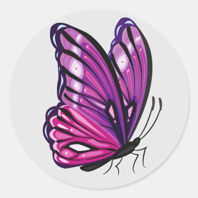 Schöne illustrierte Butterfly Runder Aufkleber (Vorderseite)