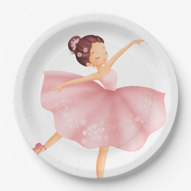 Schöne illustrierte "kleine Ballerina" Pappteller (Vorderseite)