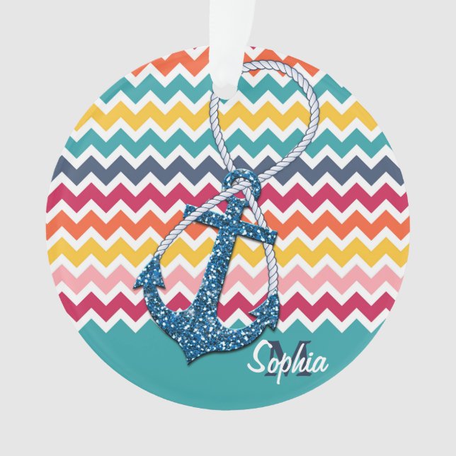 Schöne Imitate Glitzer nautischer Anker Unendlichk Ornament (Vorderseite)