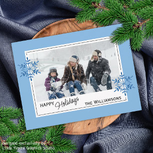 Schöne Imitate Glitzer Schneeflocken auf Light Blu Postkarte