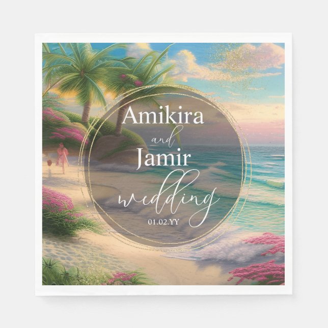 Schöne Imitate Strand Glitzer Hochzeit Serviette (Vorderseite)