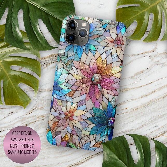 Schöne Imitats Iridescent Glass Floral Art Muster Case-Mate iPhone Hülle (Von Creator hochgeladen)