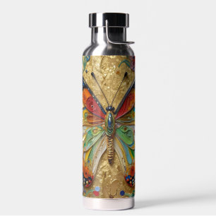 Schöne Impasto-Schmetterling & Blumen Trinkflasche