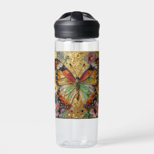 Schöne Impasto-Schmetterling- und Blumen-Personali Trinkflasche