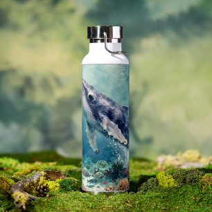 Schöne Impasto-Wal-Ozean-Illustration Trinkflasche