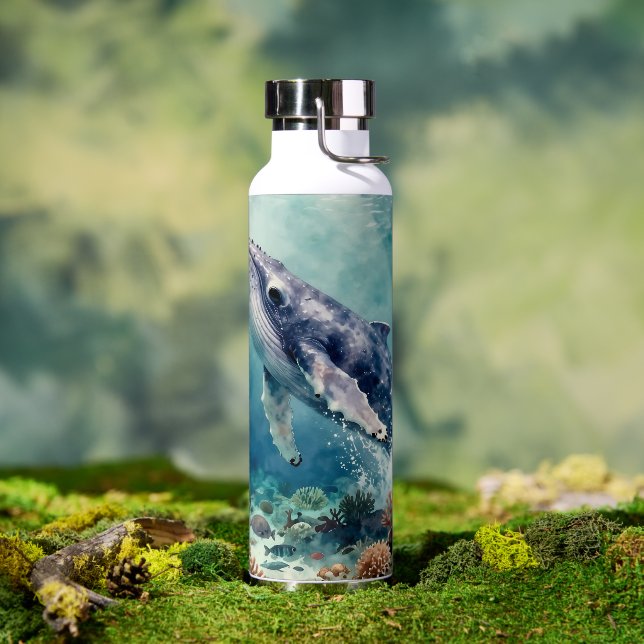 Schöne Impasto-Wal-Ozean-Illustration Trinkflasche (Außenbereich)