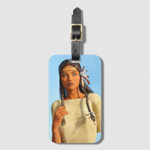 Schöne indianische Frau Eingeborenen-Outfit Gepäckanhänger