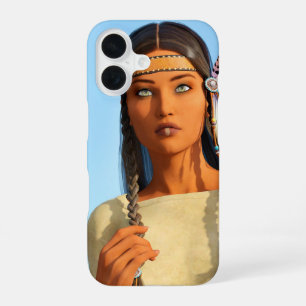 Schöne indianische Frau Indigene Kleidung iPhone 16 Hülle