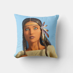 Schöne indianische Frau Indigene Kleidung Kissen