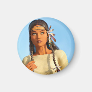Schöne indianische Frau Indigene Kleidung Magnet