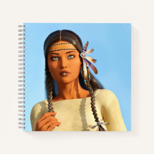 Schöne indianische Frau Indigene Kleidung Notizbuch