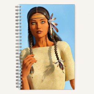 Schöne indianische Frau Indigene Kleidung Notizbuch