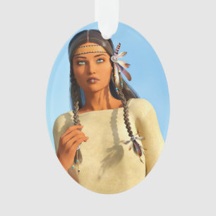 Schöne indianische Frau Indigene Kleidung Ornament