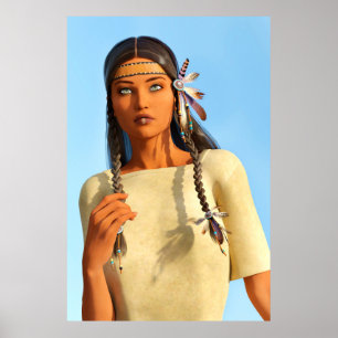 Schöne indianische Frau Indigene Kleidung Poster
